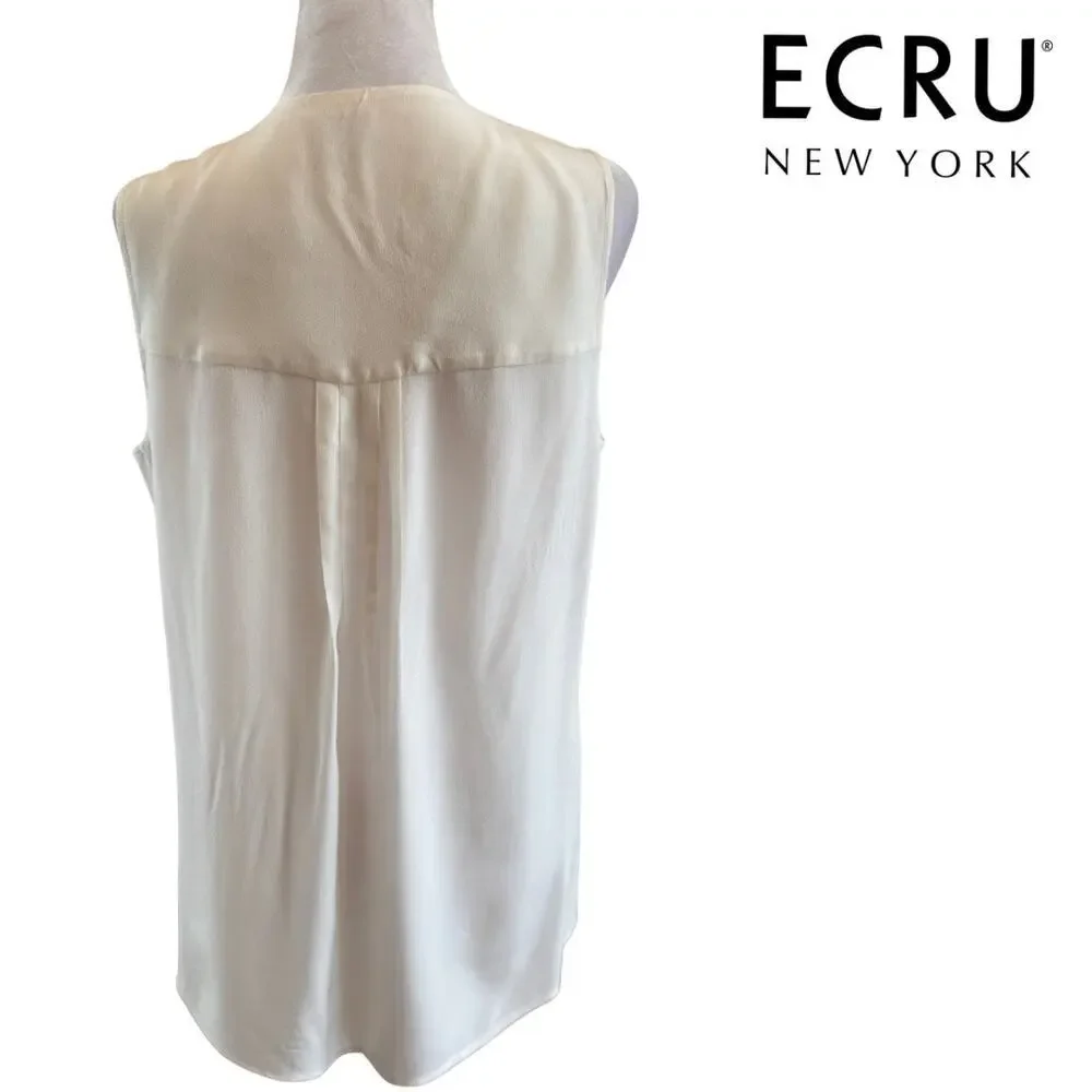 Silk Tank Bundle Alabaster Off White & Black Sleeveless Top Medium EUC by ECRU